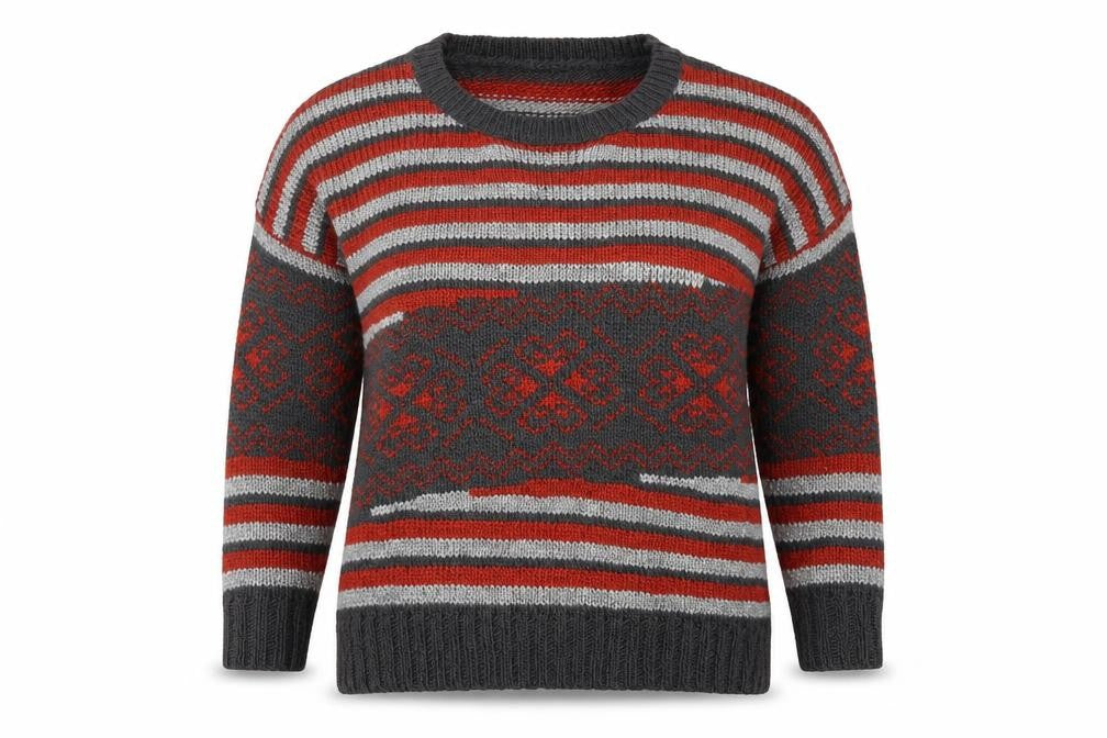 Front view of Nina Murati women’s red striped jumper, size M