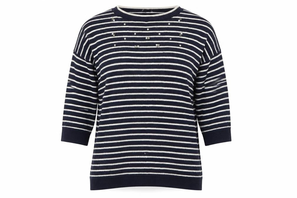 Country Casuals Womens Blue Striped  Pullover Jumper Size S