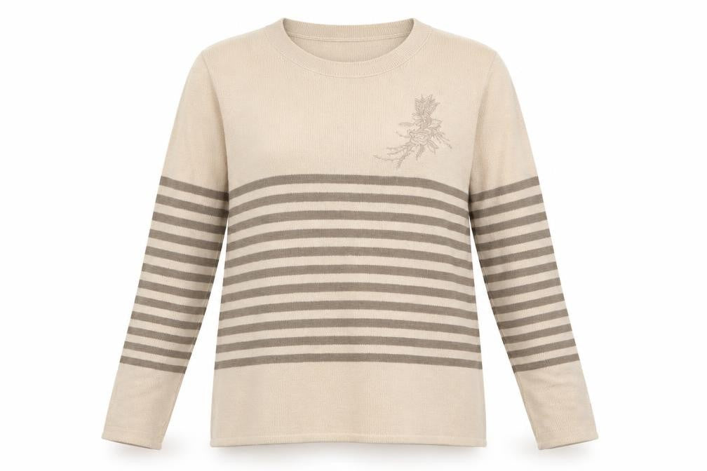 Lizzi Clarke Womens Brown Striped Knit Pullover Jumper Size S