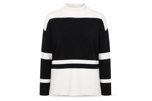 Front view of Papaya women’s white striped knit jumper, size M