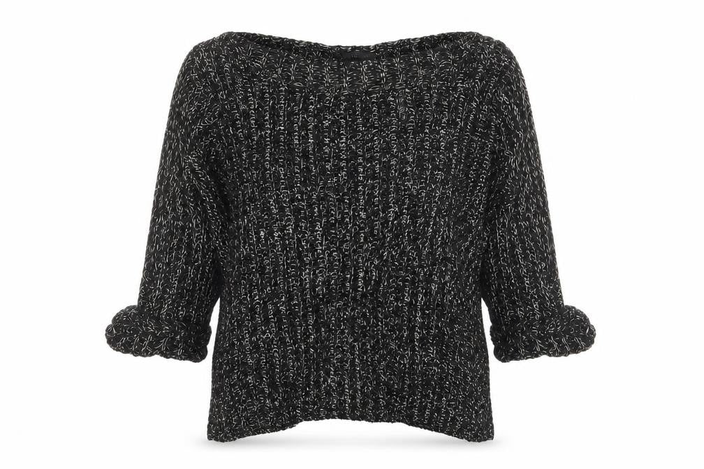 Front view of Topshop women’s black knit jumper, size UK 6