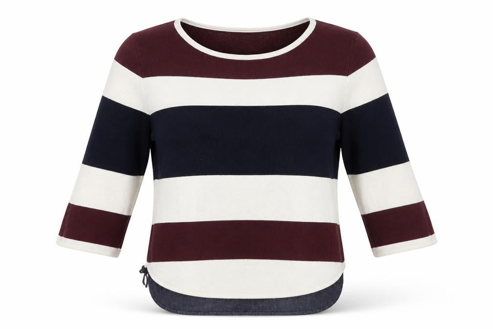 Front view of Principles women’s white striped knit jumper, size UK 12