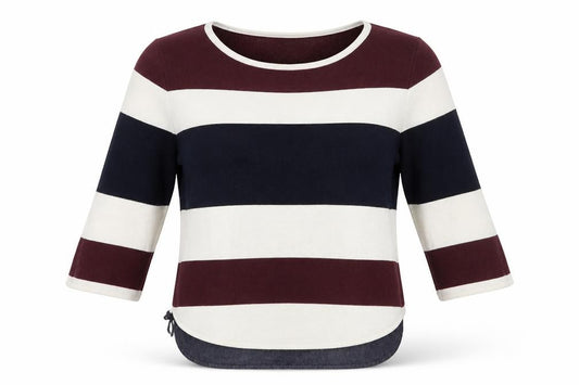 Front view of Principles women’s white striped knit jumper, size UK 12