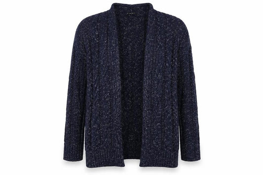 Front view of Nutmeg girls’ blue cardigan jumper, size 10, years