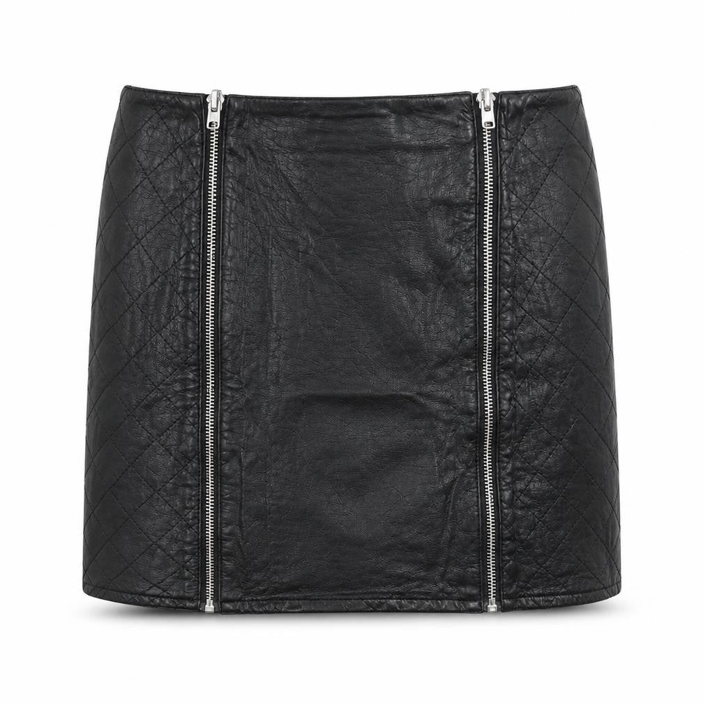 Front view of H&M women’s black a-line skirt, size UK 12