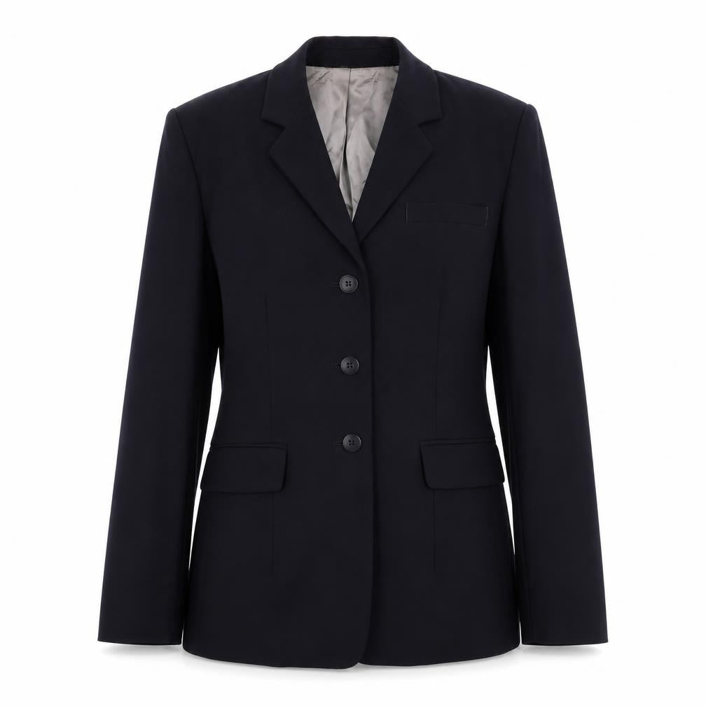 Front view of Marks & Spencer women’s blue jacket suit jacket, size UK 10
