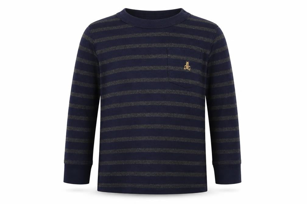 Front view of Gap boys’ blue striped jumper, size 3, years
