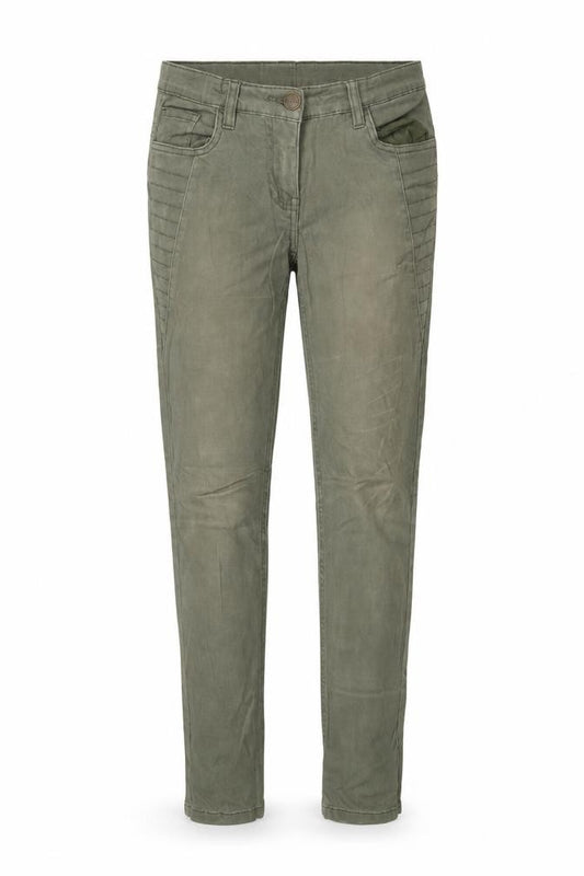 Front view of Alive girls’ green denim skinny jeans, size 14, years