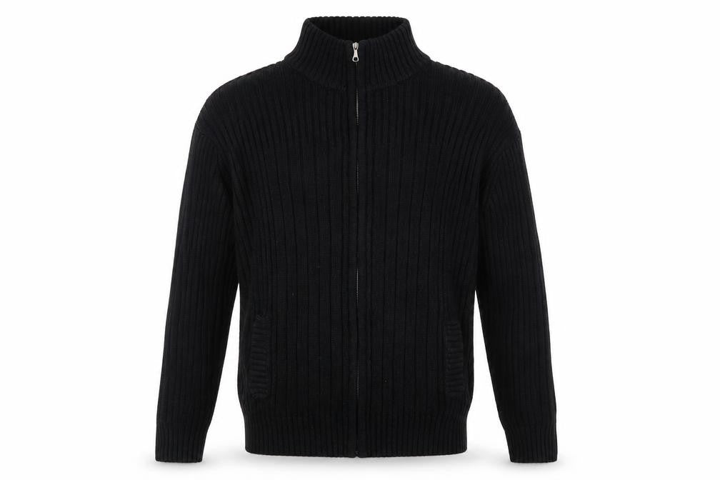 Ceader wood state Mens Black  Knit Full Zip Jumper Size M