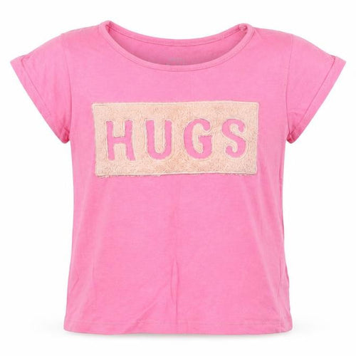 Pep&co Girls Pink   Basic T-Shirt Size 5-6 Years  - Hugs