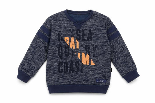 Front view of Quimby boys’ blue pullover sweatshirt, size 3, years