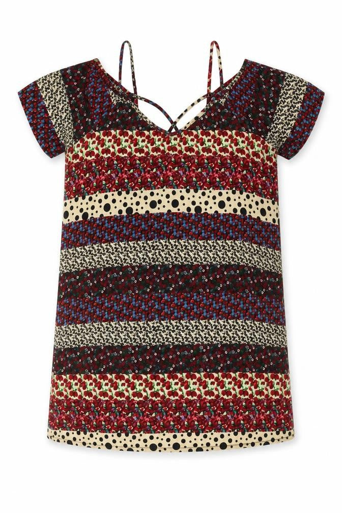 Front view of Boohoo women’s multicoloured floral shift, size UK 12