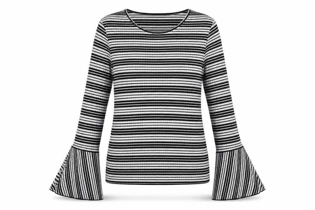 Front view of Zara Trafaluc women’s black striped jumper, size S