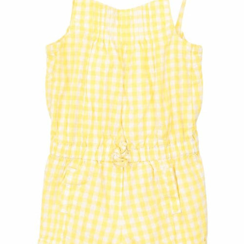 Miniclub Girls Yellow Check  Dungaree One-Piece Size 9-12 Months