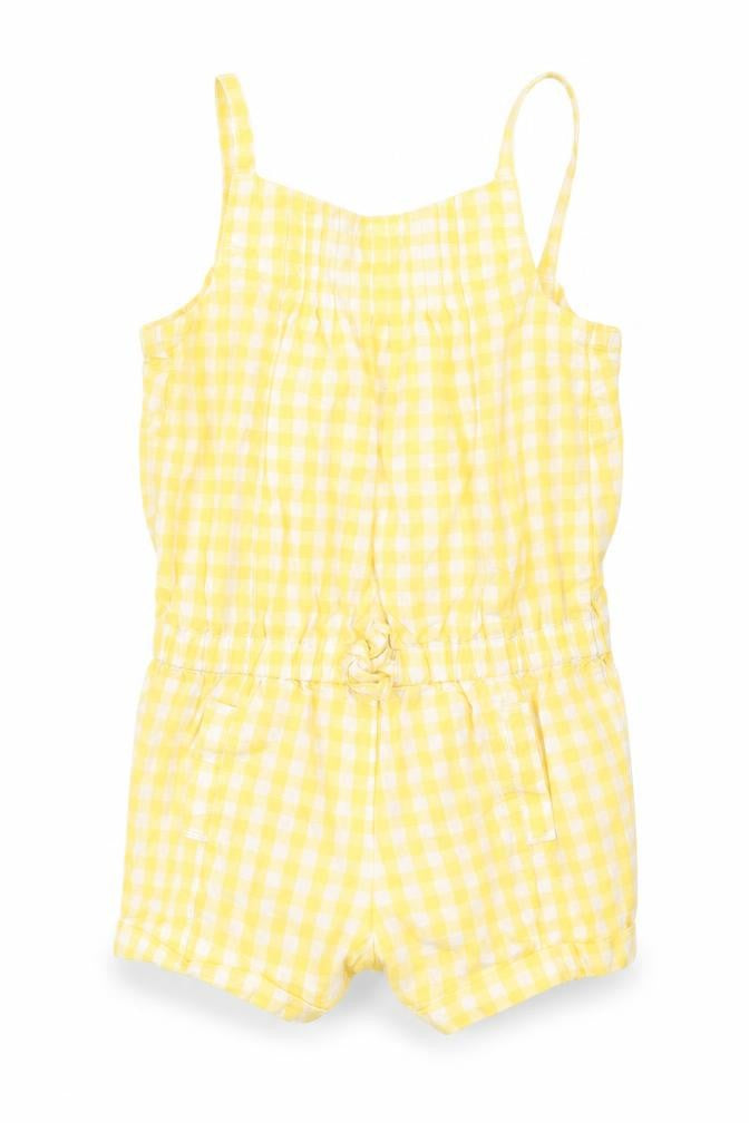 Miniclub Girls Yellow Check  Dungaree One-Piece Size 9-12 Months