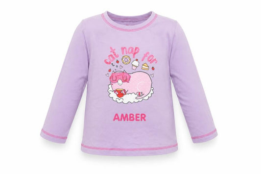 Front view of Studio girls’ purple basic t-shirt, size 2-3, years - cat
