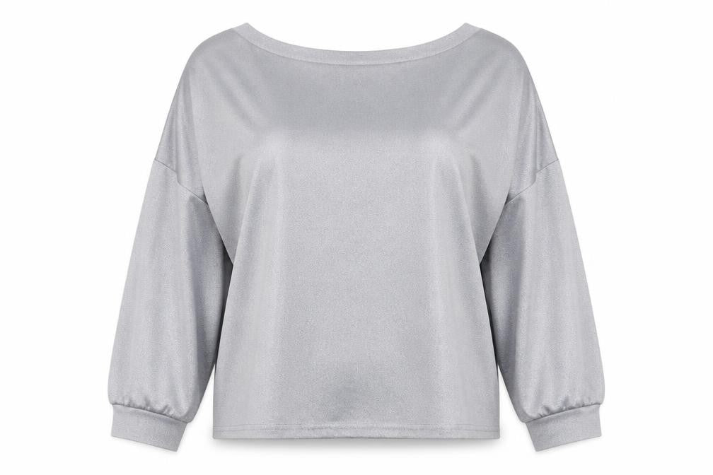 Front view of SHEIN women’s grey pullover sweatshirt, size 4XL