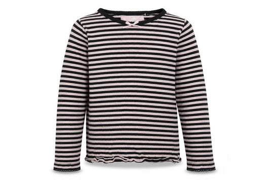 Front view of Tu girls’ pink striped basic t-shirt, size 7, years