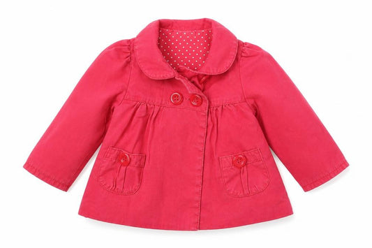 Front view of Matalan girls’ pink jacket, size 3-6, months