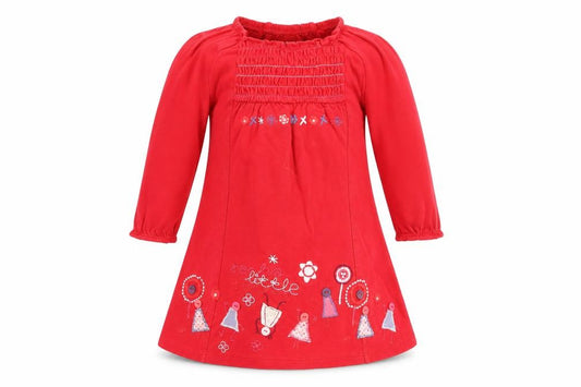 Front view of Rocha Little Rocha girls’ red floral a-line, size 12-18, months