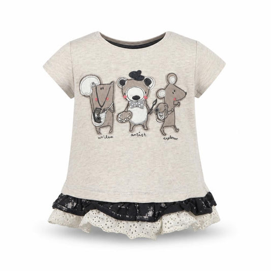 Front view of Next girls’ grey tunic jumper, size 9-12, months