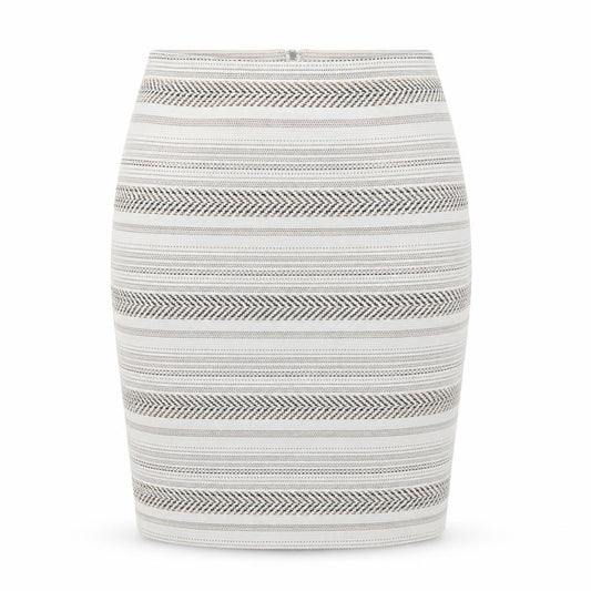 Front view of Miss Selfridge women’s multicoloured striped a-line skirt, size UK 10