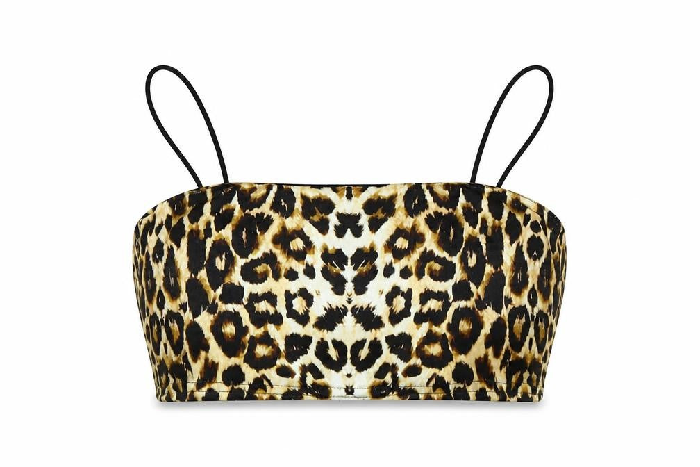 Front view of PRETTYLITTLETHING women’s brown animal print basic tank, size UK 8