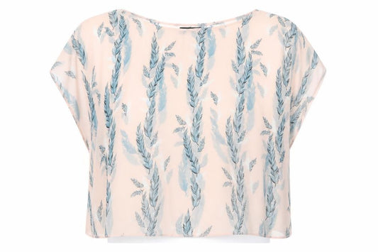 Front view of Atmosphere women’s pink floral basic blouse, size M