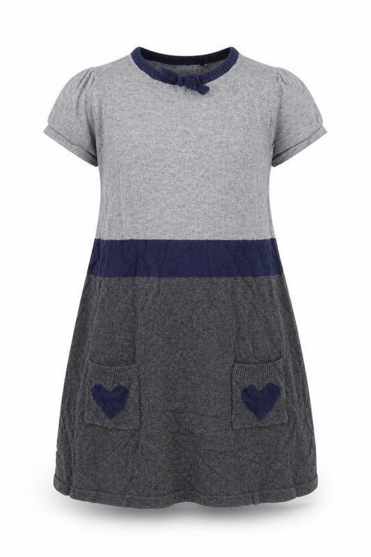 Front view of H&M girls’ grey jumper dress, size 5, years