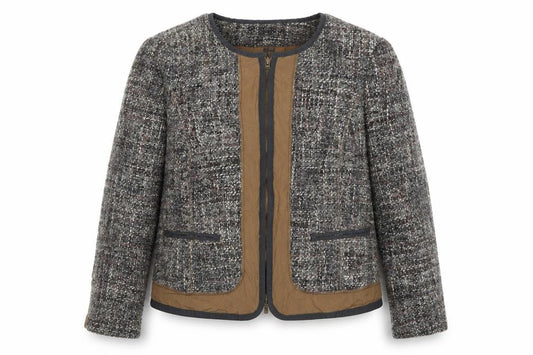 Front view of Capalua women’s brown jacket, size UK 18
