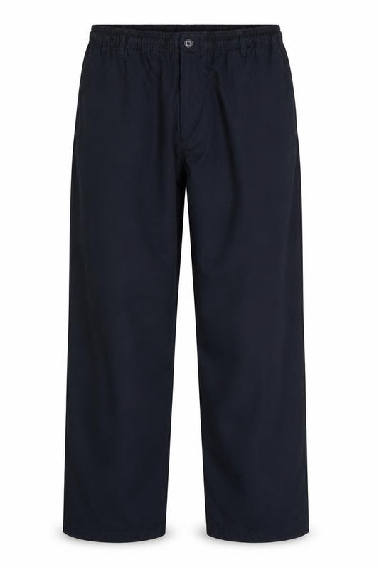 Front view of Preworn men’s blue trousers, size L, 31-inch leg