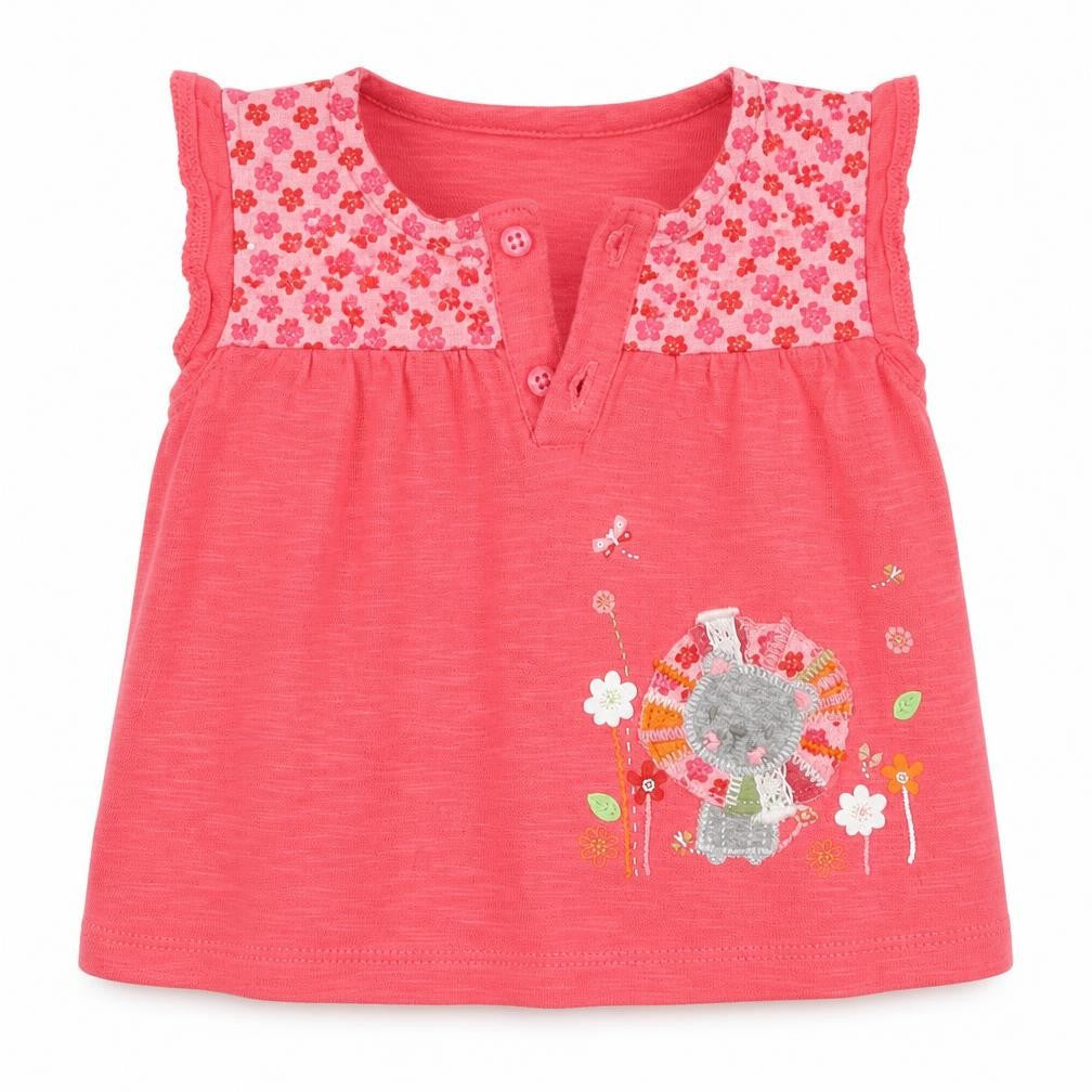 Front view of Tu girls’ pink basic t-shirt, size 3-6, months
