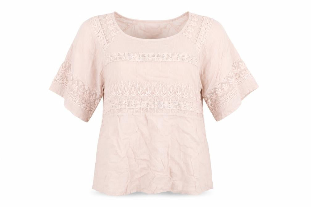 Front view of VILA women’s orange tunic blouse, size M