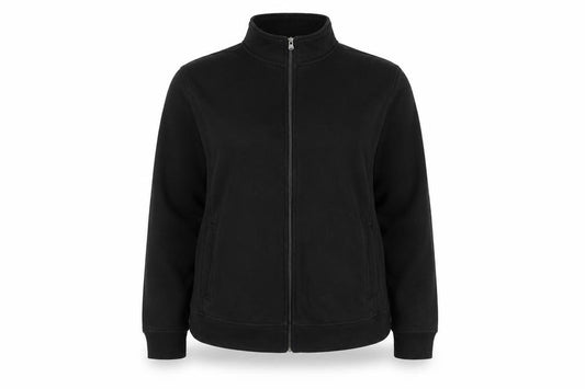 Front view of Bonmarché women’s black full zip jumper, size M