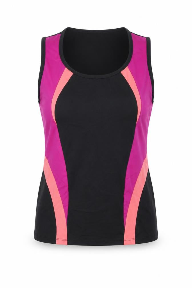 Front view of Marks & Spencer women’s black colourblock basic polo, size UK 12
