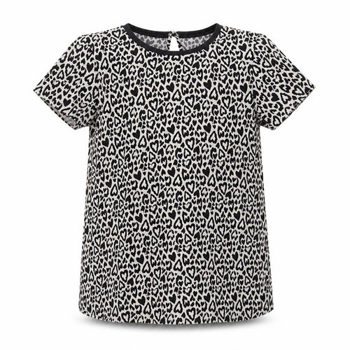 F&F Girls Black Animal Print  Basic Blouse Size 10-11 Years
