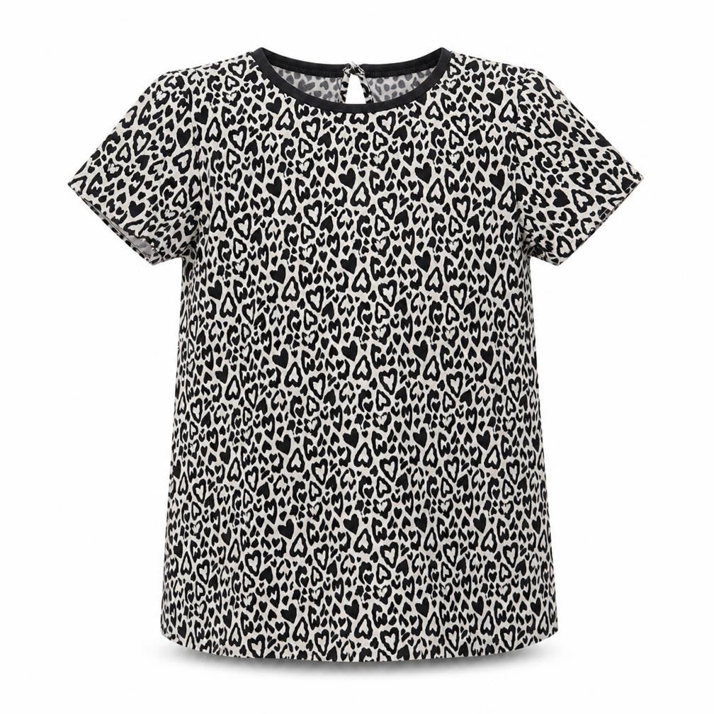 F&F Girls Black Animal Print  Basic Blouse Size 10-11 Years