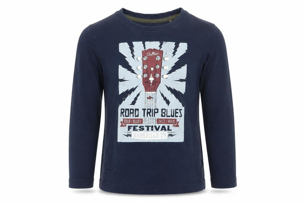 Front view of Tu boys’ blue basic t-shirt, size 3, years