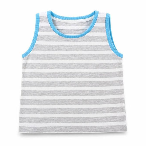 Matalan Boys Grey Striped  Basic Tank Size 18-24 Months