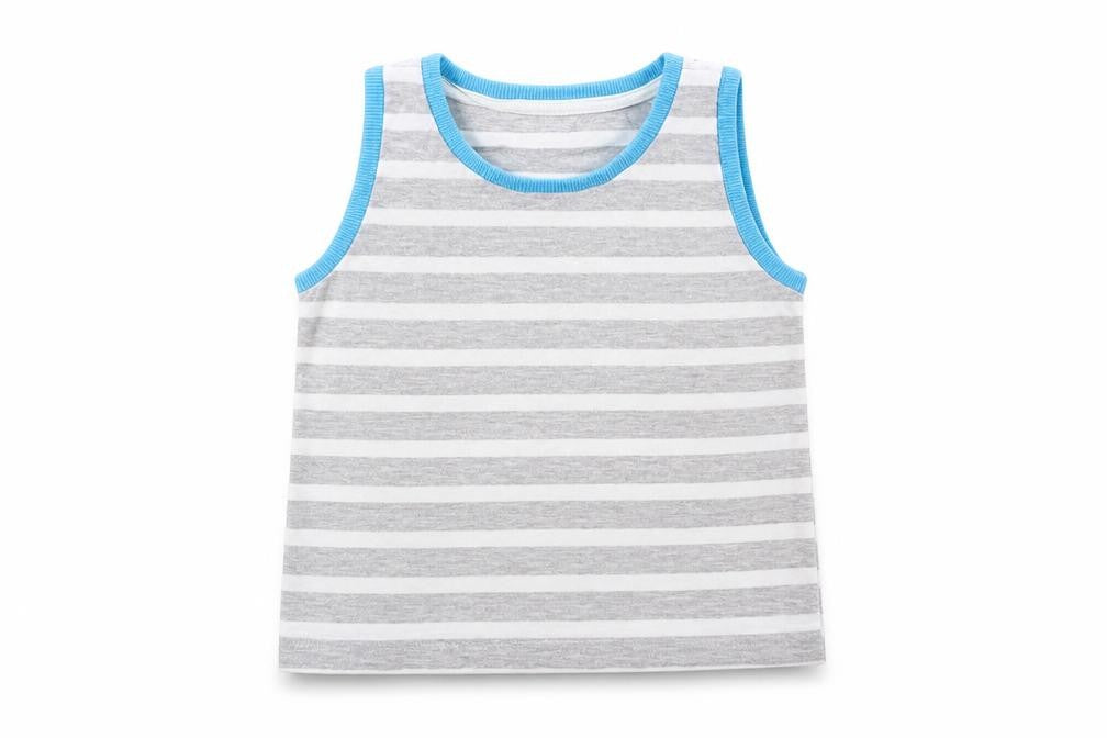 Matalan Boys Grey Striped  Basic Tank Size 18-24 Months
