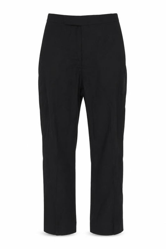Front view of Maine New England men’s black trousers, size 28, in, 30-inch leg