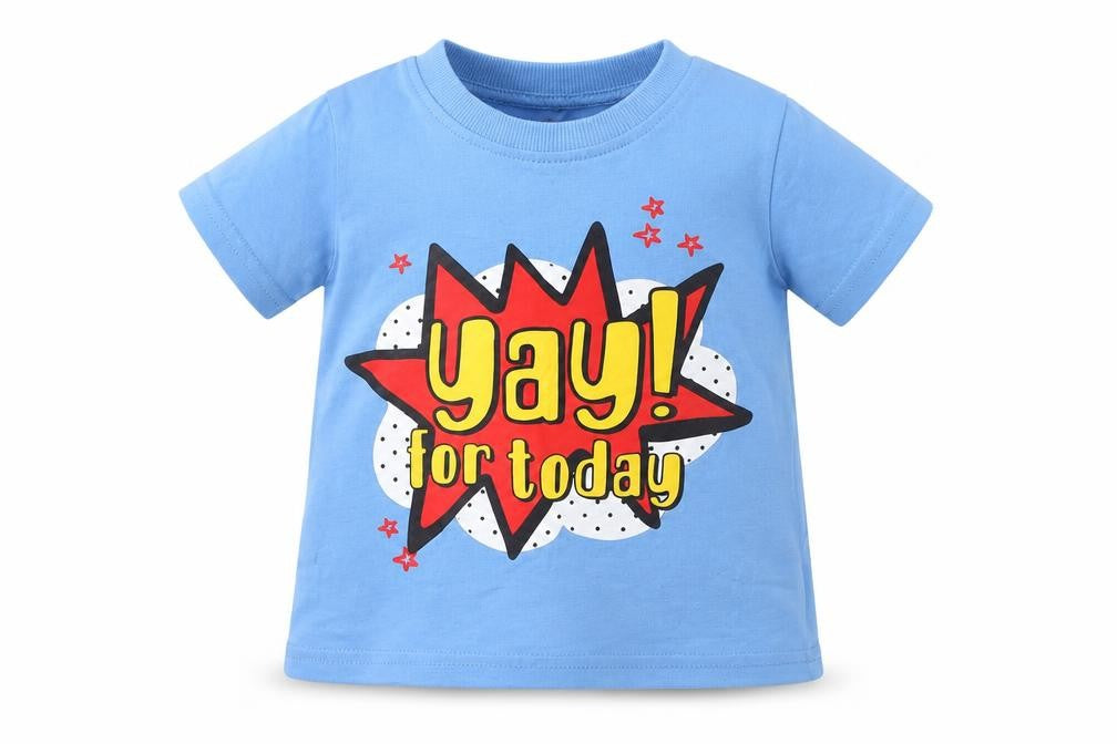 Front view of George boys’ blue basic t-shirt, size 3-6, months