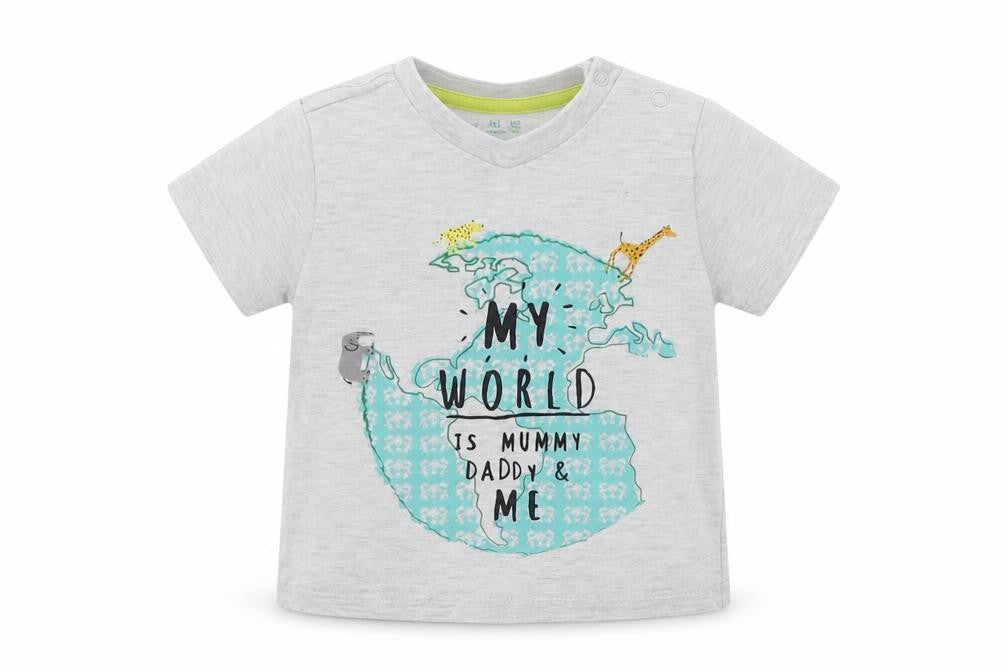 F&F Boys Grey Animal Print  Basic T-Shirt Size 0-3 Months