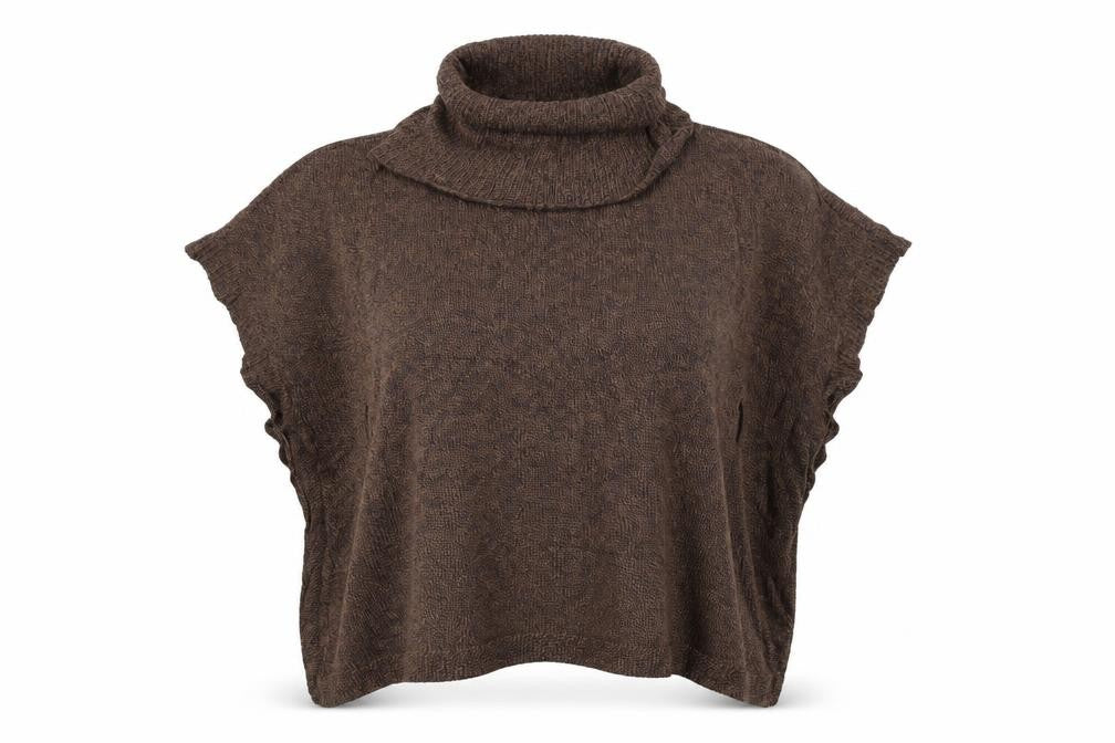 Front view of H&M women’s brown quilted poncho, size S