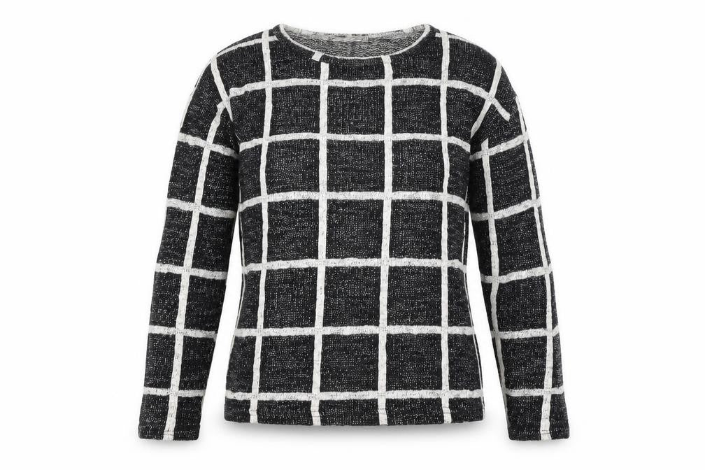 Front view of Atmosphere women’s black check jumper, size UK 8