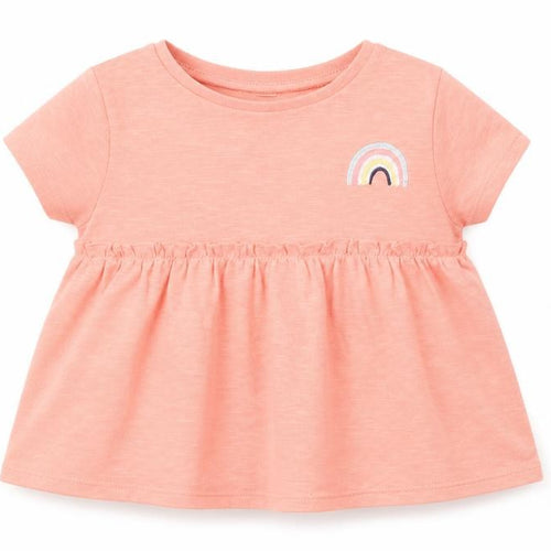 F&F Girls Pink   Basic T-Shirt Size 12 Months  - Rainbow