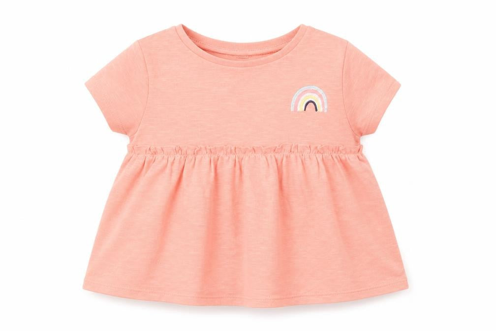 F&F Girls Pink   Basic T-Shirt Size 12 Months  - Rainbow