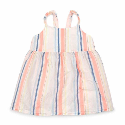 Woolies Babes Girls White Striped  A-Line  Size 12-18 Months