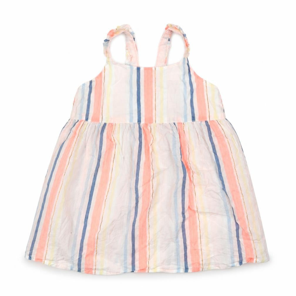 Woolies Babes Girls White Striped  A-Line  Size 12-18 Months