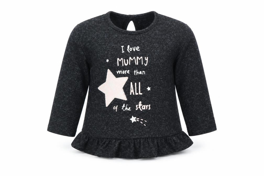 Front view of George girls’ grey basic t-shirt, size 9-12, months